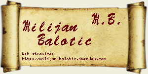 Milijan Balotić vizit kartica